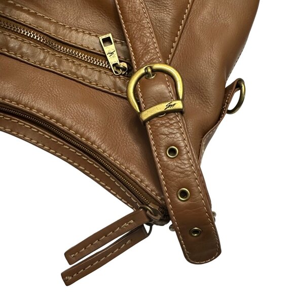 Stone Mountain Purse Leather Brown Shoulder Bag Zipper Close - Picture 11 of 16